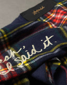 Close up of embroidered handwriting